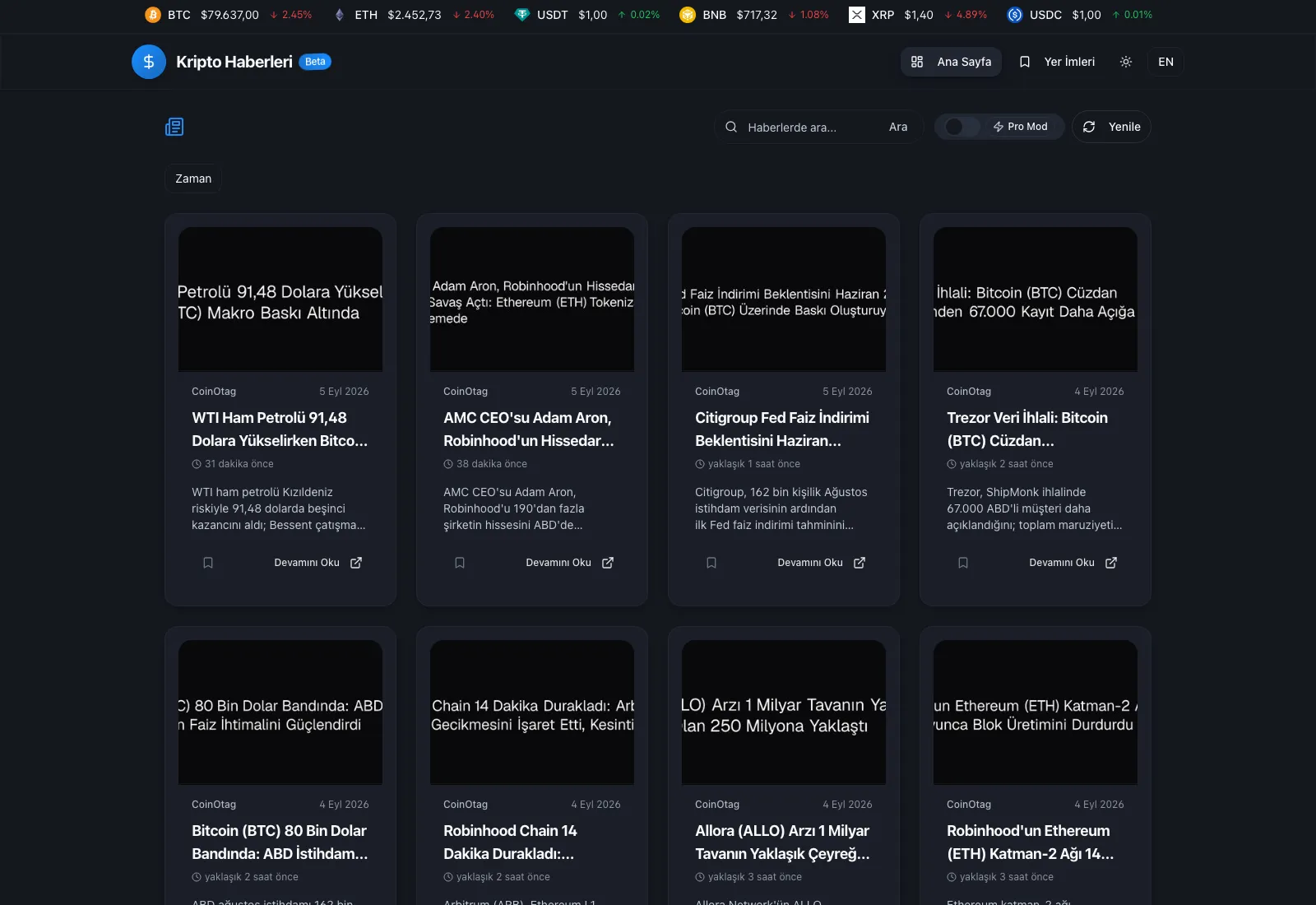 Kripto Haberleri — FinTech Haber Portalı detaylı web sayfası ve mobil görünümü